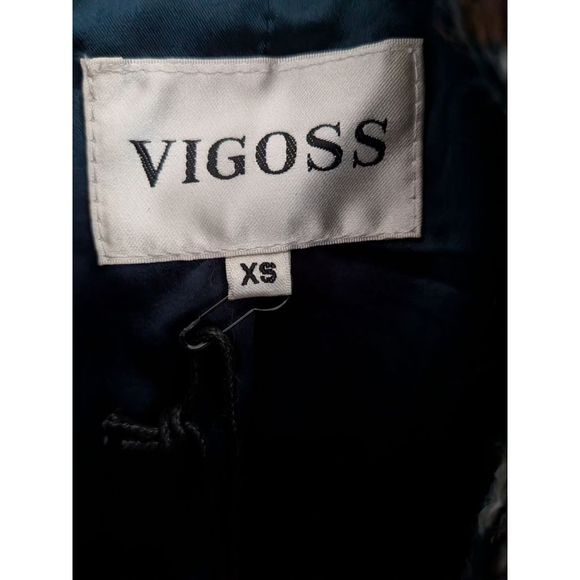 Women's VIGOSS Plaid Trench Coat XS Blue Brown - Picture 6 of 9